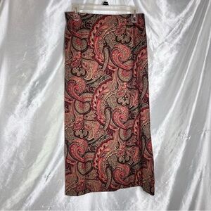Boho Faux Suede Paisley Print Maxi Skirt – Earthy Stretch Fit | Size 16